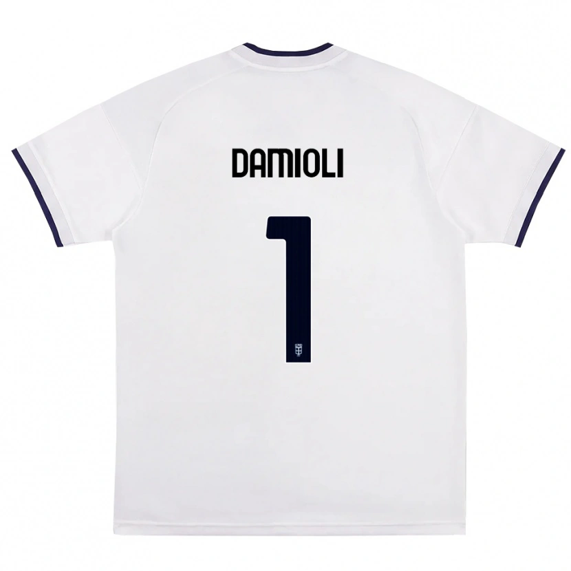 Danxen Kinderen Mattia Damioli #1 Wit Rood Koninklijk Blauw Uitshirt Uittenue 2026/27 T-Shirt