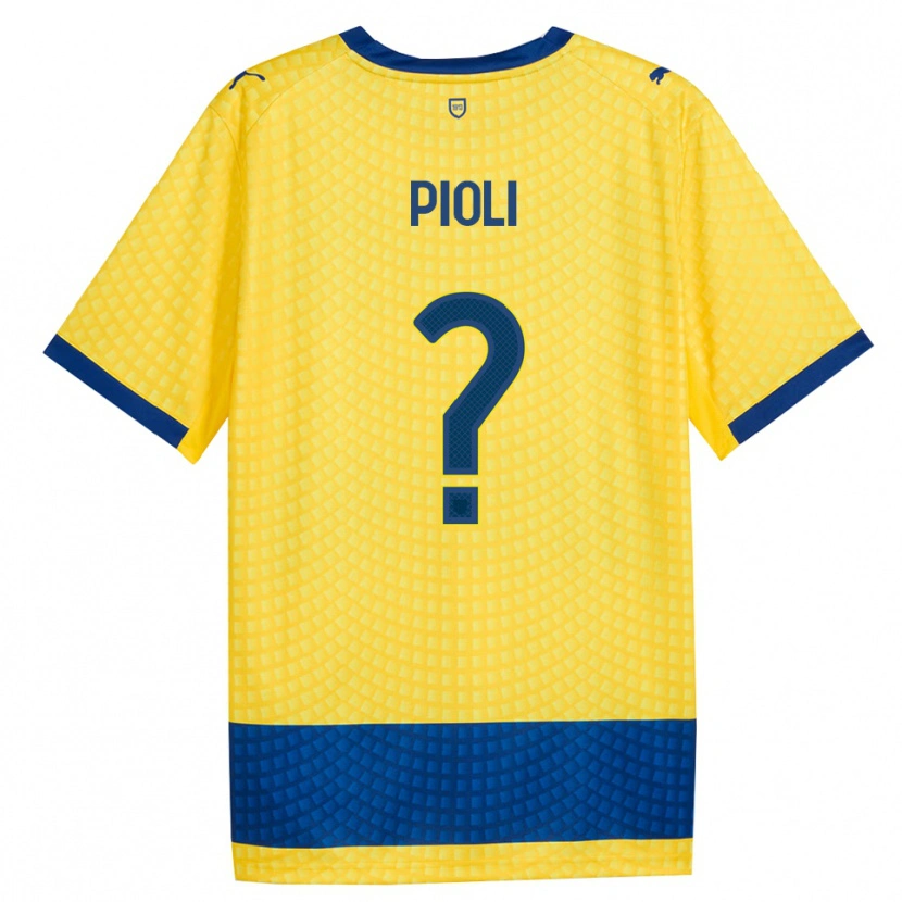 Danxen Kinderen Federico Pioli #0 Geel Blauw Zwart Uitshirt Uittenue 2026/27 T-Shirt