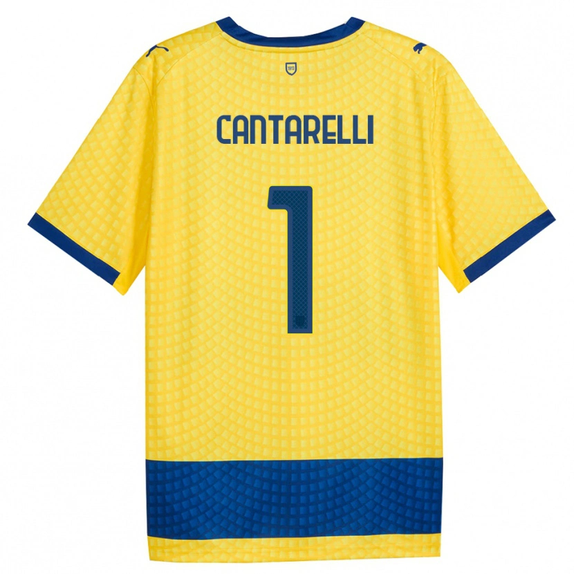 Danxen Kinderen Elia Cantarelli #1 Geel Blauw Zwart Uitshirt Uittenue 2026/27 T-Shirt