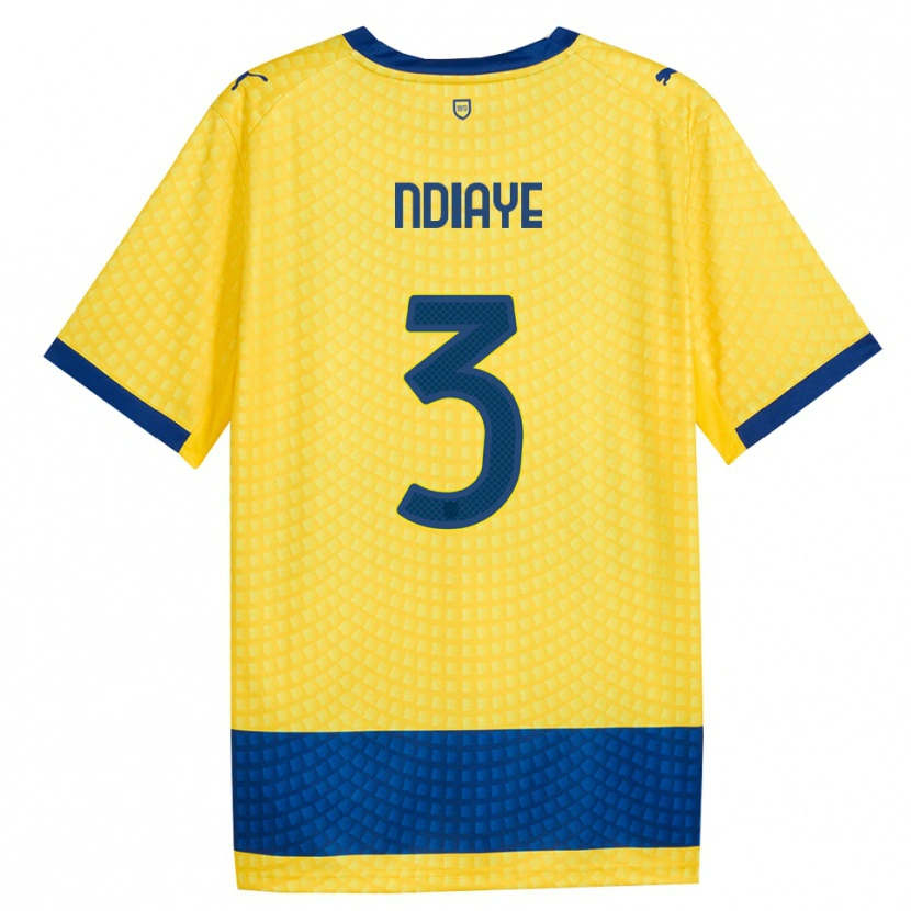 Danxen Kinderen Abdoulaye Ndiaye #3 Geel Blauw Zwart Uitshirt Uittenue 2026/27 T-Shirt