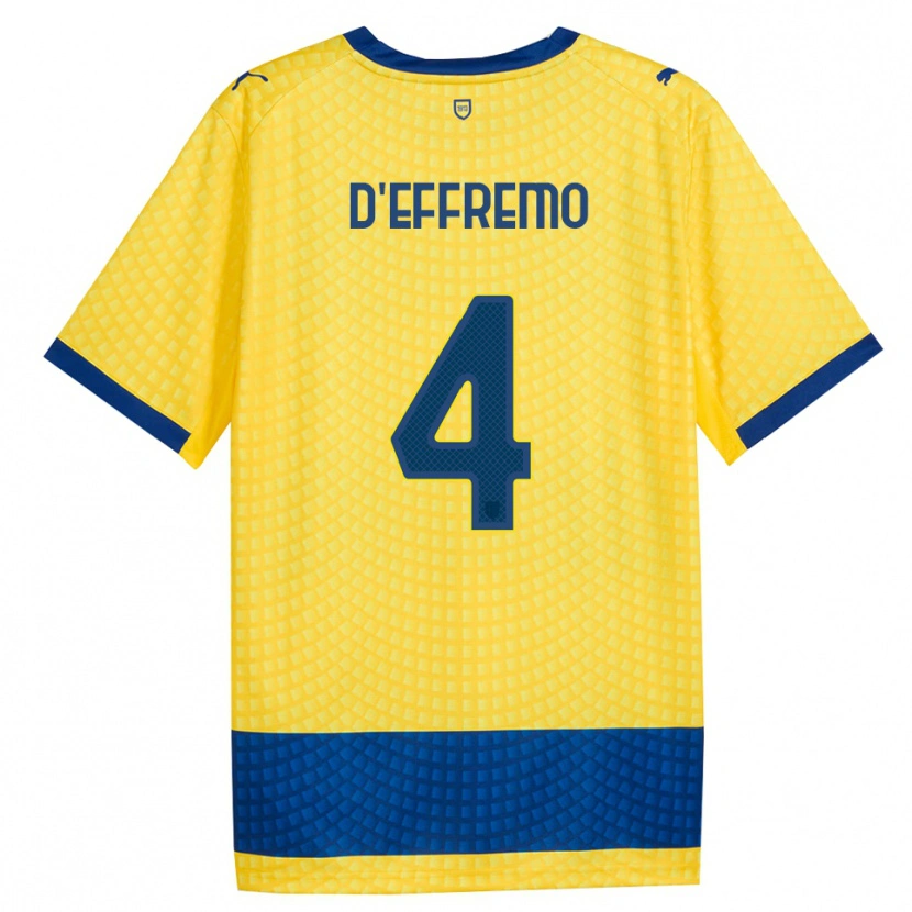 Danxen Kinderen Dario D'effremo #4 Geel Blauw Zwart Uitshirt Uittenue 2026/27 T-Shirt