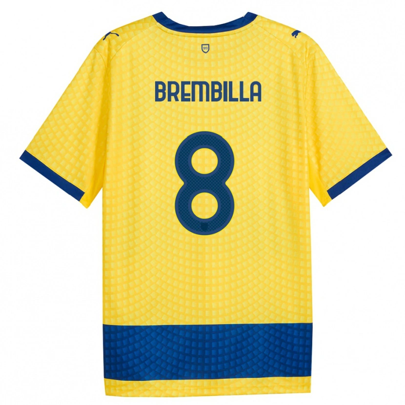 Danxen Kinderen Cristiano Brembilla #8 Geel Blauw Zwart Uitshirt Uittenue 2026/27 T-Shirt
