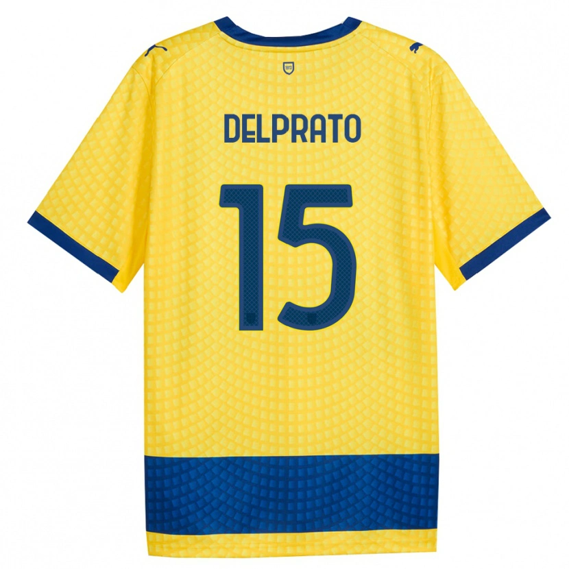 Danxen Kinderen Enrico Delprato #15 Geel Blauw Zwart Uitshirt Uittenue 2026/27 T-Shirt