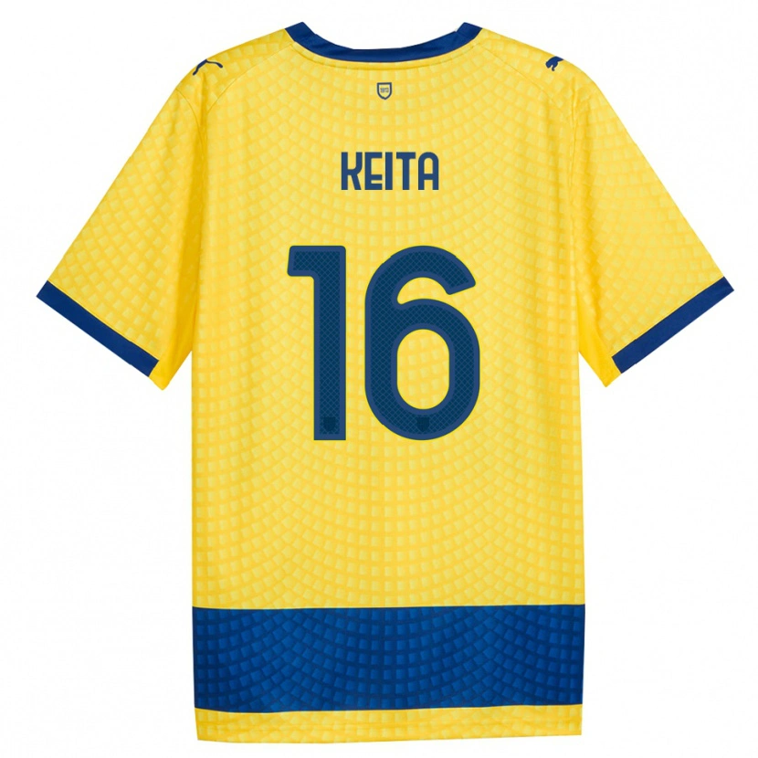 Danxen Kinderen Mandela Keita #16 Geel Blauw Zwart Uitshirt Uittenue 2026/27 T-Shirt