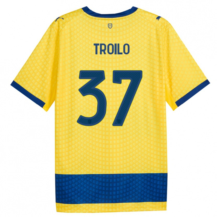 Danxen Kinderen Mariano Troilo #37 Geel Blauw Zwart Uitshirt Uittenue 2026/27 T-Shirt