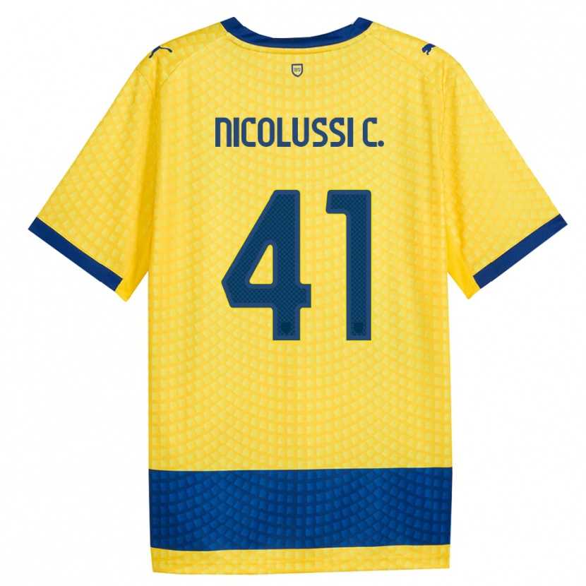 Danxen Kinderen Hans Nicolussi Caviglia #41 Geel Blauw Zwart Uitshirt Uittenue 2026/27 T-Shirt