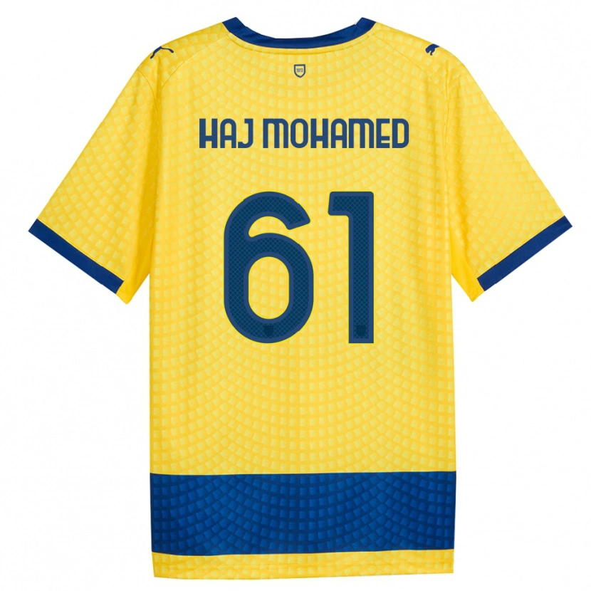 Danxen Kinderen Anas Haj Mohamed #61 Geel Blauw Zwart Uitshirt Uittenue 2026/27 T-Shirt