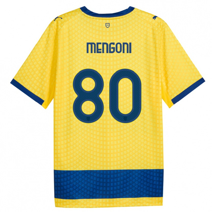 Danxen Kinderen Filippo Mengoni #80 Geel Blauw Zwart Uitshirt Uittenue 2026/27 T-Shirt
