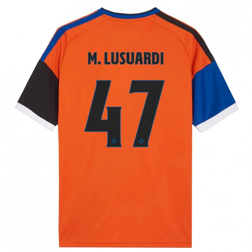 Danxen Kinderen Mateus Lusuardi #47 Oranje Blauw Zwart Wit Uitshirt Uittenue 2026/27 T-Shirt