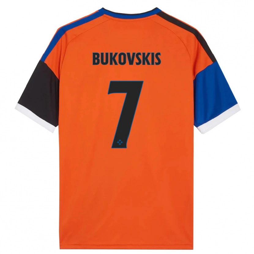 Danxen Kinderen Aleksejs Bukovskis #7 Oranje Blauw Zwart Wit Uitshirt Uittenue 2026/27 T-Shirt