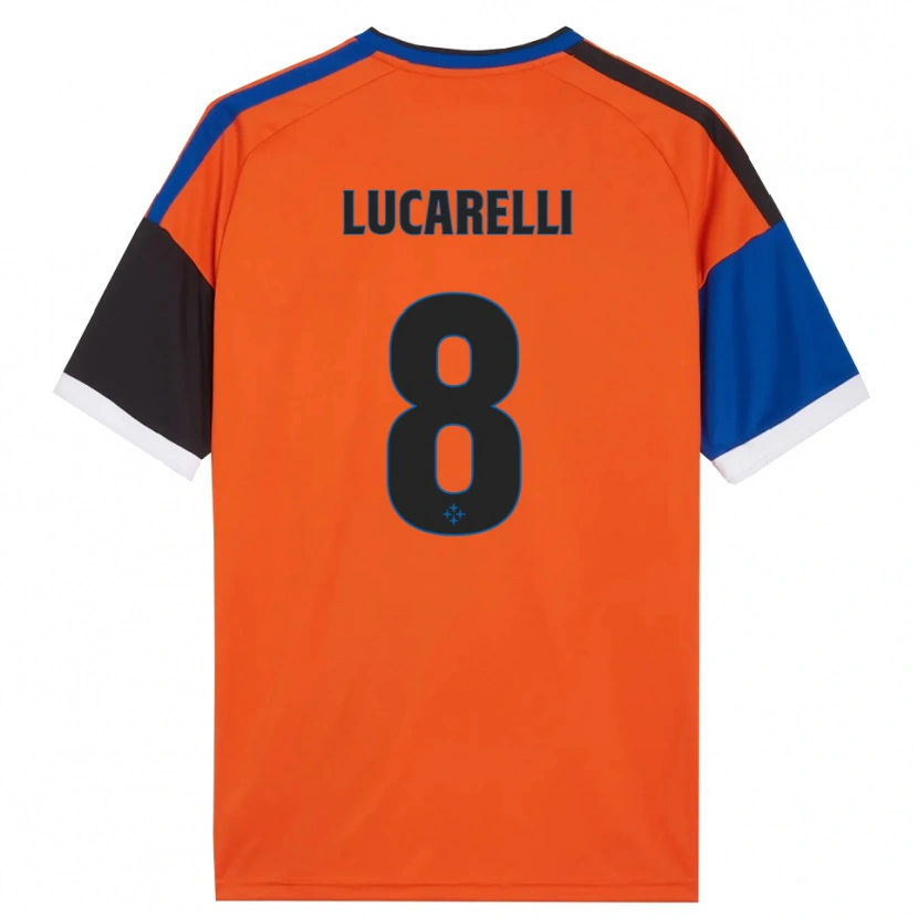 Danxen Kinderen Lapo Lucarelli #8 Oranje Blauw Zwart Wit Uitshirt Uittenue 2026/27 T-Shirt