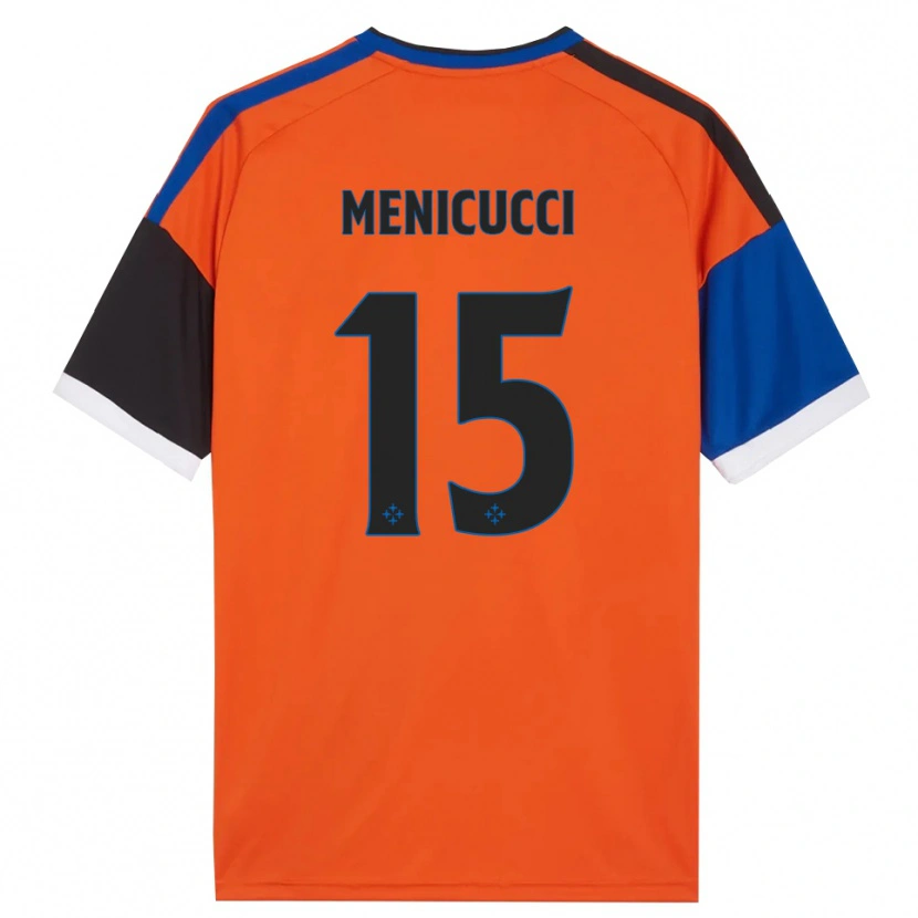 Danxen Kinderen Edoardo Menicucci #15 Oranje Blauw Zwart Wit Uitshirt Uittenue 2026/27 T-Shirt