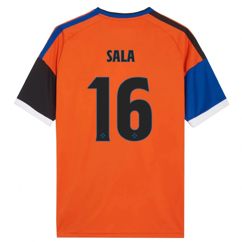 Danxen Kinderen Mattia Sala #16 Oranje Blauw Zwart Wit Uitshirt Uittenue 2026/27 T-Shirt