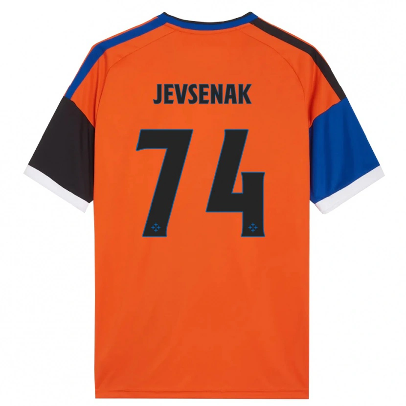 Danxen Kinderen Zan Jevsenak #74 Oranje Blauw Zwart Wit Uitshirt Uittenue 2026/27 T-Shirt