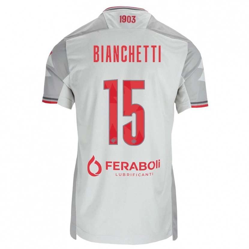 Danxen Kinderen Matteo Bianchetti #15 Grijs Wit Rood Uitshirt Uittenue 2026/27 T-Shirt
