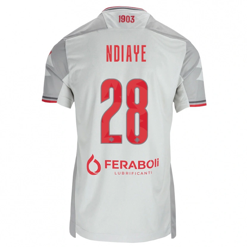 Danxen Kinderen Maissa Ndiaye #28 Grijs Wit Rood Uitshirt Uittenue 2026/27 T-Shirt