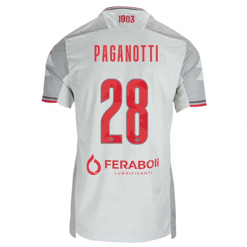 Danxen Kinderen Michele Paganotti #28 Grijs Wit Rood Uitshirt Uittenue 2026/27 T-Shirt