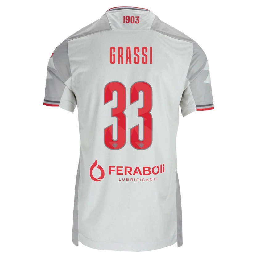 Danxen Kinderen Alberto Grassi #33 Grijs Wit Rood Uitshirt Uittenue 2026/27 T-Shirt