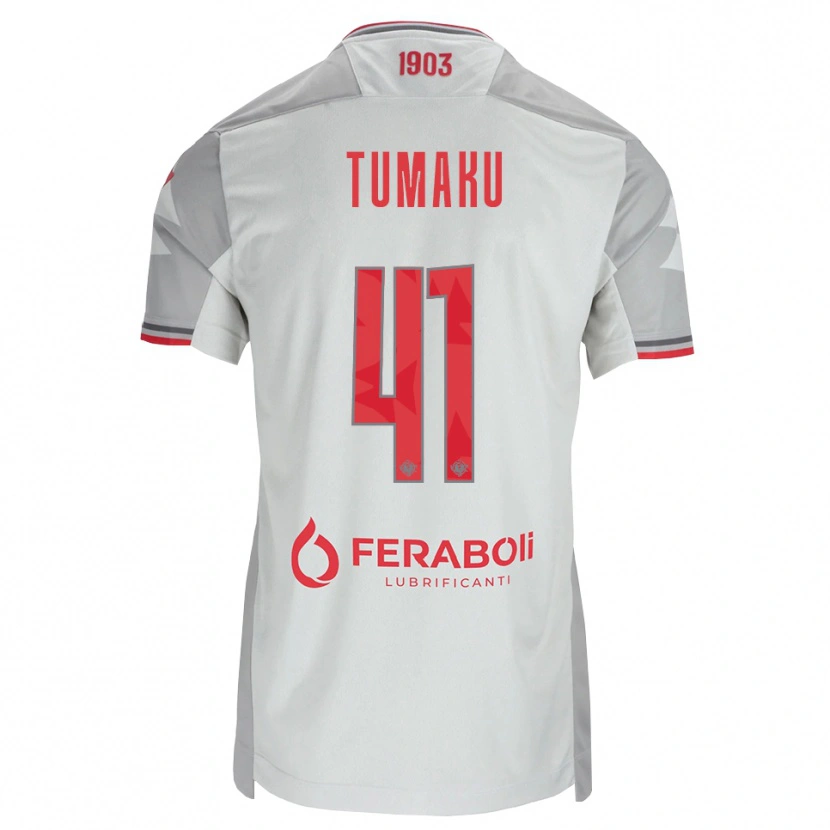 Danxen Kinderen Niccolò Tumaku #41 Grijs Wit Rood Uitshirt Uittenue 2026/27 T-Shirt