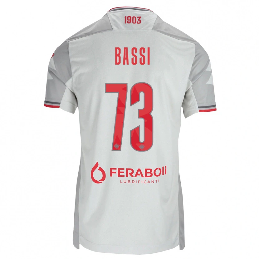 Danxen Kinderen Emanuele Bassi #73 Grijs Wit Rood Uitshirt Uittenue 2026/27 T-Shirt