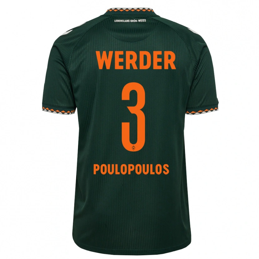Danxen Kinderen Andreas Poulopoulos #3 Donkergroen Oranje Wit Uitshirt Uittenue 2026/27 T-Shirt