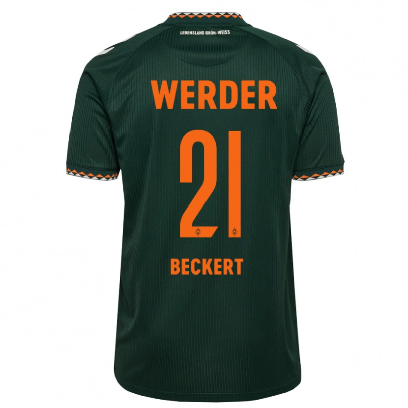 Danxen Kinderen Jonathan Beckert #21 Donkergroen Oranje Wit Uitshirt Uittenue 2026/27 T-Shirt
