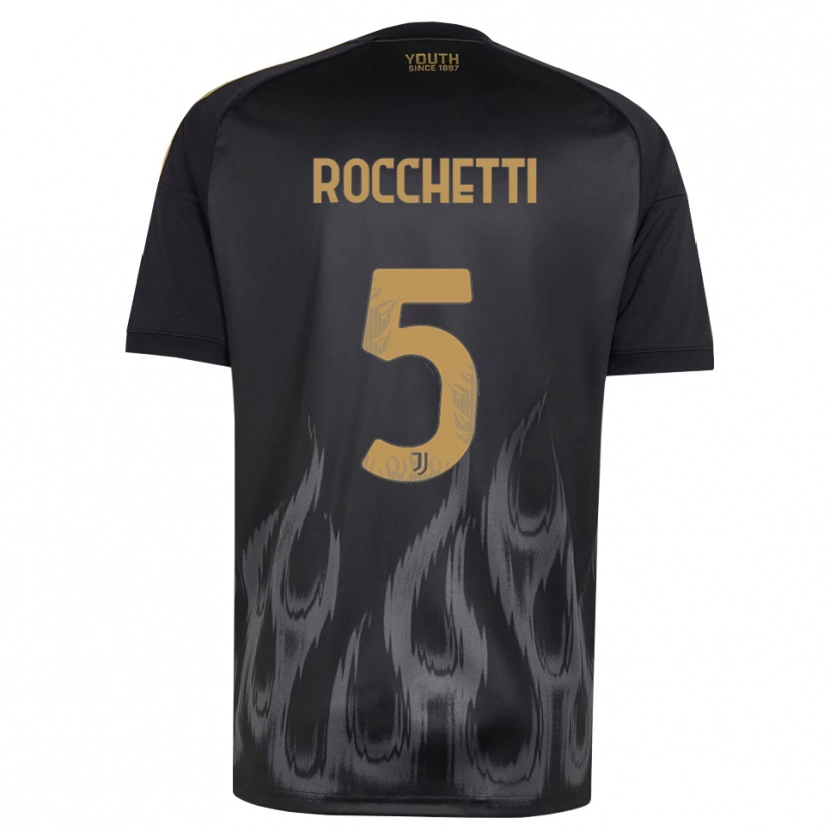 Danxen Kinderen Edoardo Rocchetti #5 Zwart Bruin Thuisshirt Derde Tenue 2026/27 T-Shirt