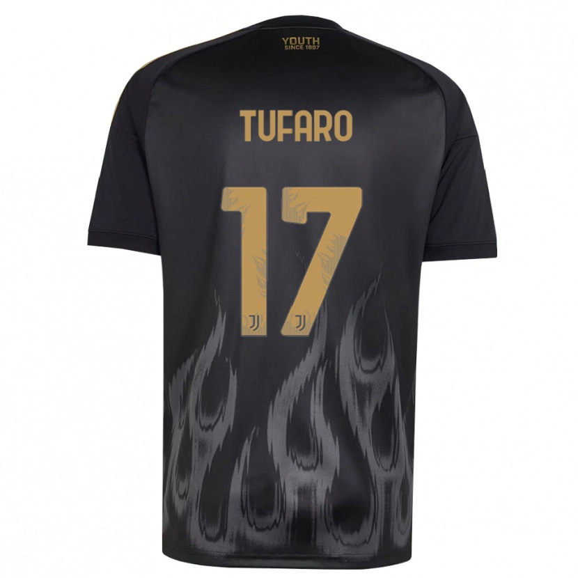 Danxen Kinderen Gabriele Tufaro #17 Zwart Bruin Thuisshirt Derde Tenue 2026/27 T-Shirt