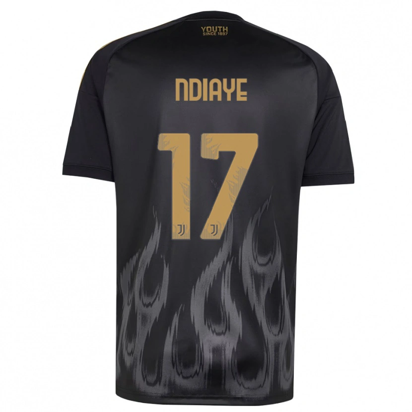 Danxen Kinderen Modou Ndiaye #17 Zwart Bruin Thuisshirt Derde Tenue 2026/27 T-Shirt
