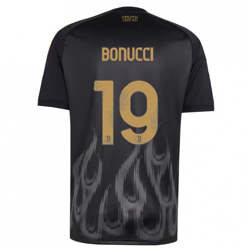 Danxen Kinderen Leonardo Bonucci #19 Zwart Bruin Thuisshirt Derde Tenue 2026/27 T-Shirt
