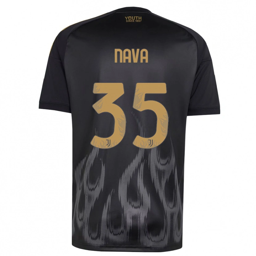 Danxen Kinderen Sebastiano Nava #35 Zwart Bruin Thuisshirt Derde Tenue 2026/27 T-Shirt