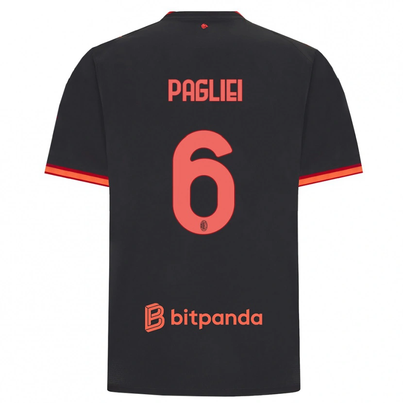 Danxen Kinderen Matteo Pagliei #6 Zwart Rood Thuisshirt Derde Tenue 2026/27 T-Shirt
