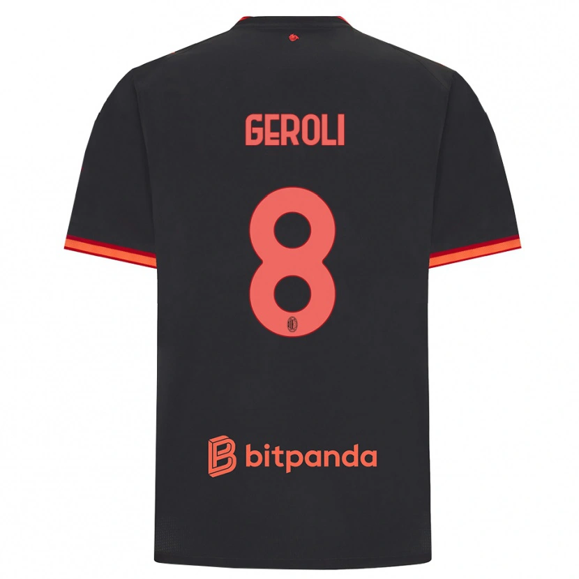Danxen Kinderen Matteo Geroli #8 Zwart Rood Thuisshirt Derde Tenue 2026/27 T-Shirt