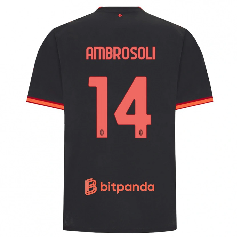 Danxen Kinderen Pietro Ambrosoli #14 Zwart Rood Thuisshirt Derde Tenue 2026/27 T-Shirt