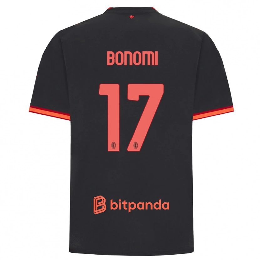 Danxen Kinderen Francesco Bonomi #17 Zwart Rood Thuisshirt Derde Tenue 2026/27 T-Shirt