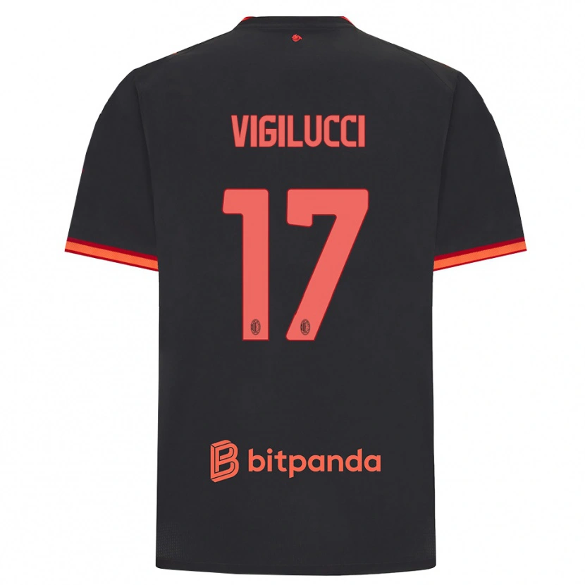 Danxen Kinderen Valery Vigilucci #17 Zwart Rood Thuisshirt Derde Tenue 2026/27 T-Shirt