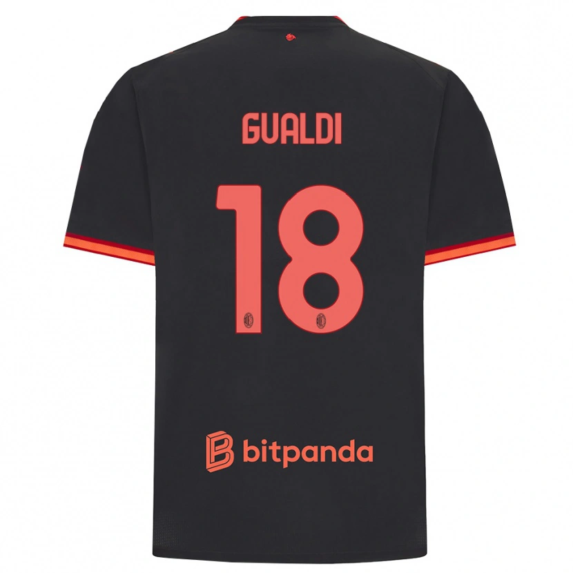 Danxen Kinderen Andrea Gualdi #18 Zwart Rood Thuisshirt Derde Tenue 2026/27 T-Shirt