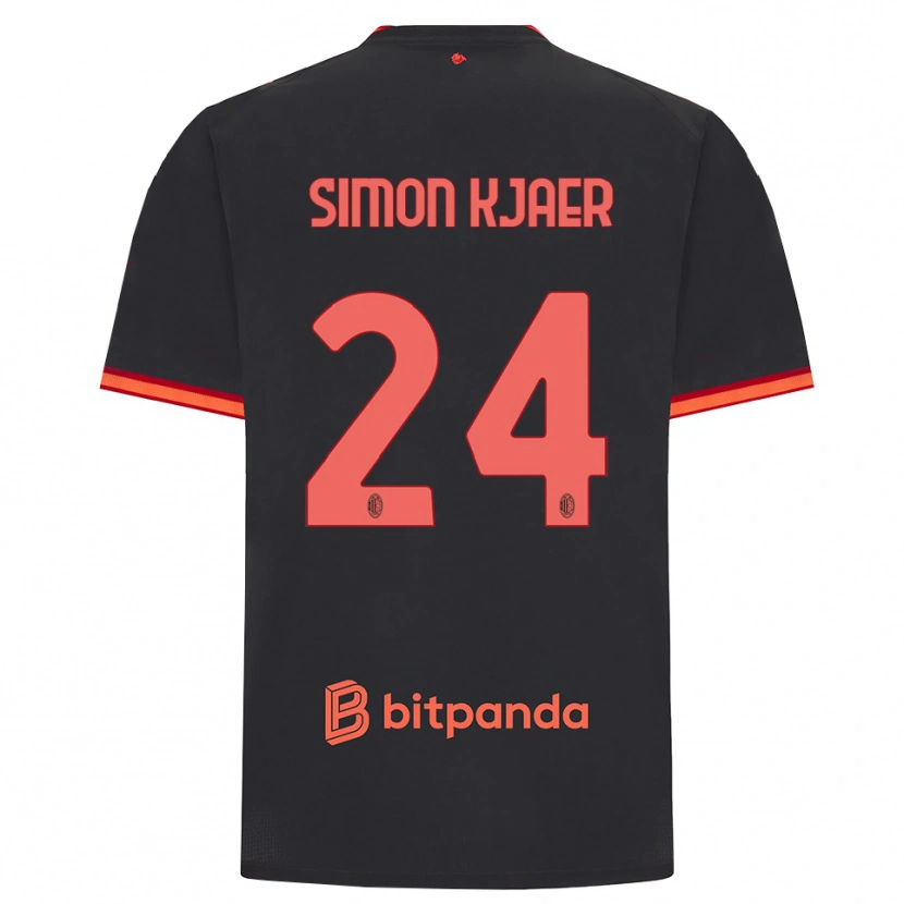 Danxen Kinderen Simon Kjaer #24 Zwart Rood Thuisshirt Derde Tenue 2026/27 T-Shirt