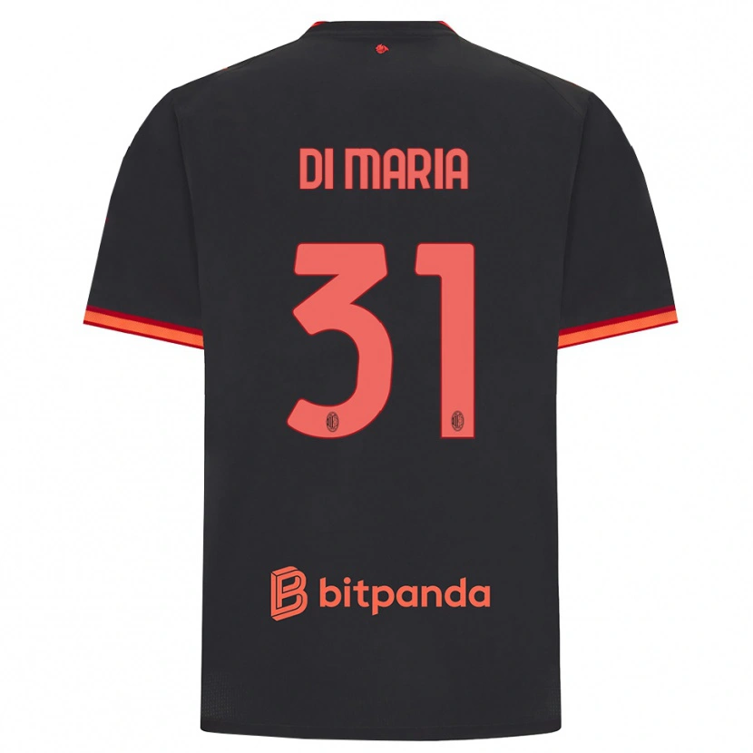Danxen Kinderen Alessandro Di Maria #31 Zwart Rood Thuisshirt Derde Tenue 2026/27 T-Shirt