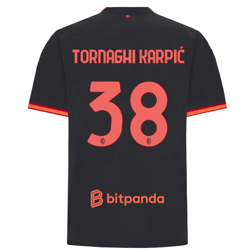 Danxen Kinderen Lavinia Tornaghi Karpić #38 Zwart Rood Thuisshirt Derde Tenue 2026/27 T-Shirt