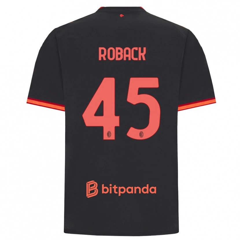 Danxen Kinderen Emil Roback #45 Zwart Rood Thuisshirt Derde Tenue 2026/27 T-Shirt