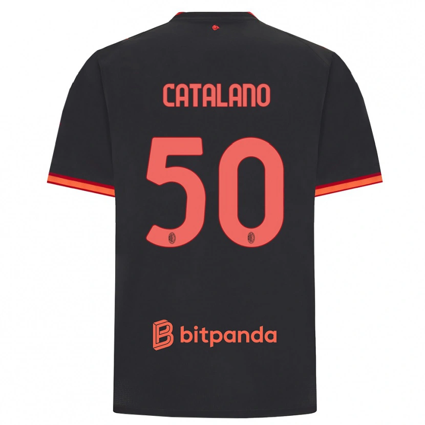 Danxen Kinderen Alessio Catalano #50 Zwart Rood Thuisshirt Derde Tenue 2026/27 T-Shirt