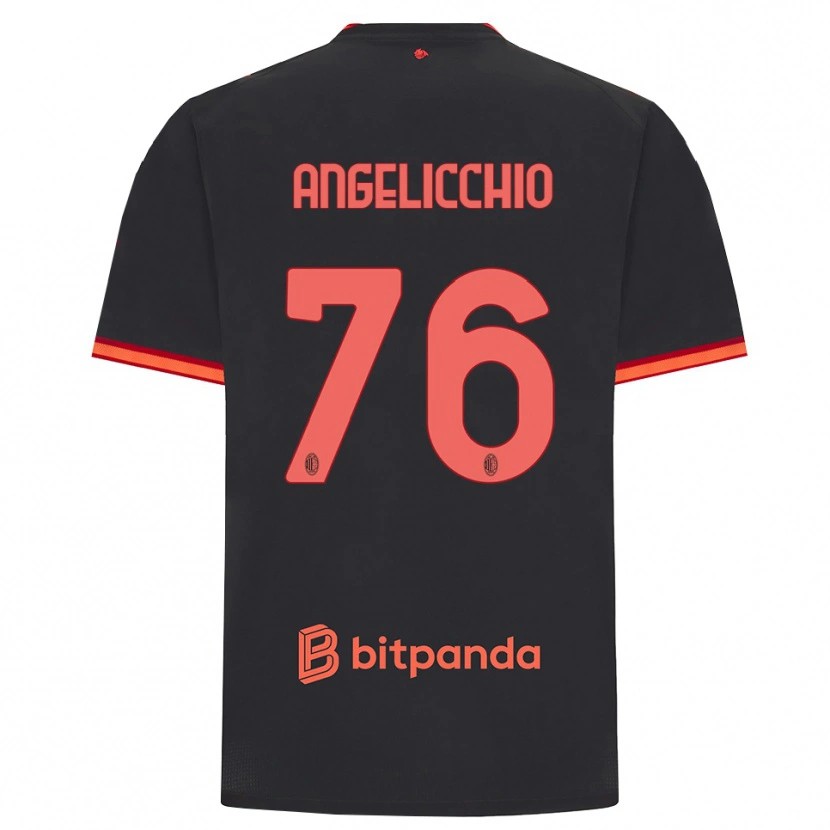 Danxen Kinderen Mattia Angelicchio #76 Zwart Rood Thuisshirt Derde Tenue 2026/27 T-Shirt