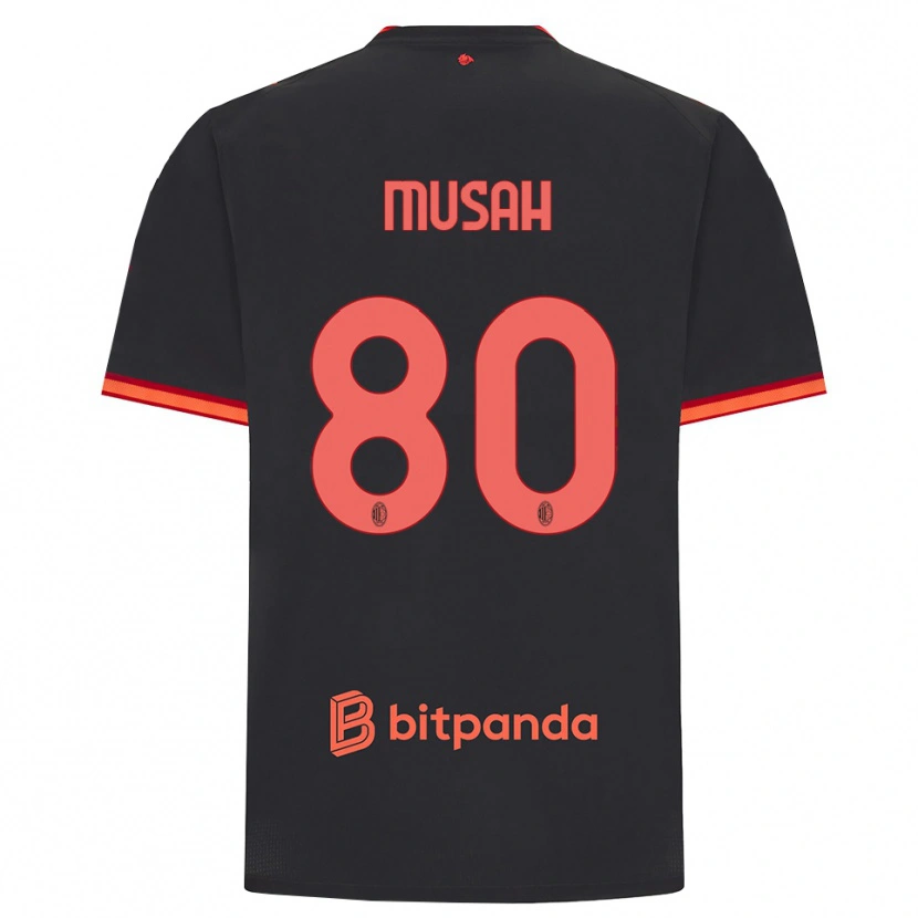 Danxen Kinderen Yunus Musah #80 Zwart Rood Thuisshirt Derde Tenue 2026/27 T-Shirt