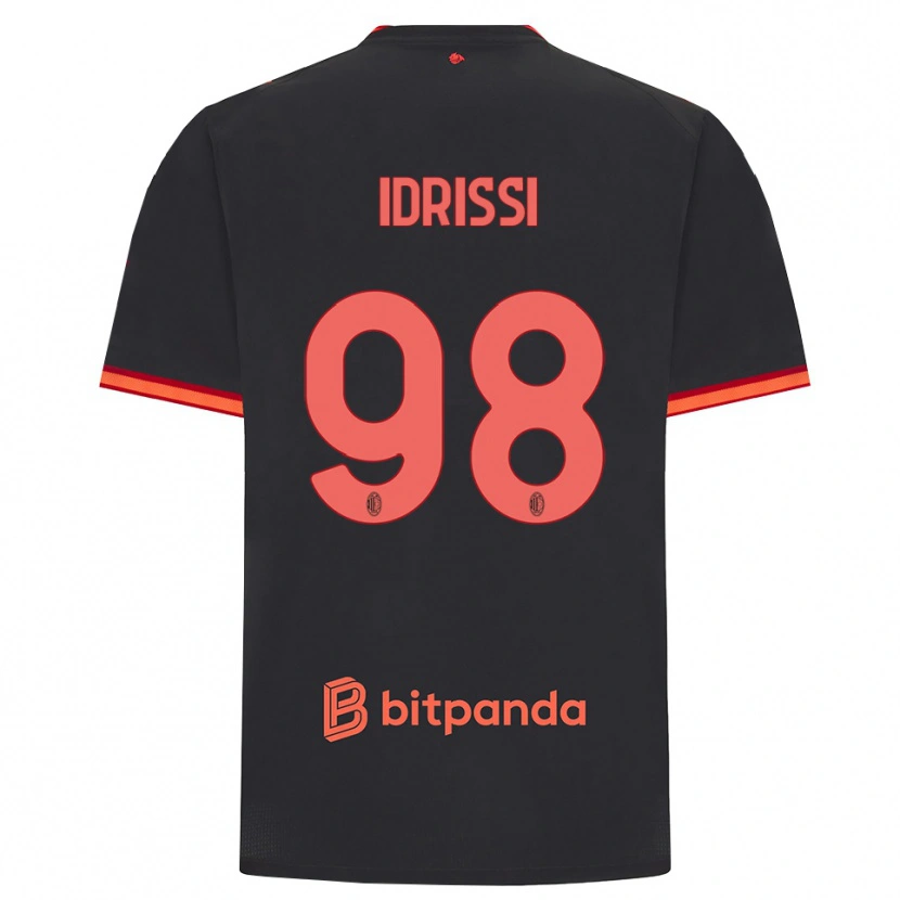 Danxen Kinderen Yahya Idrissi #98 Zwart Rood Thuisshirt Derde Tenue 2026/27 T-Shirt