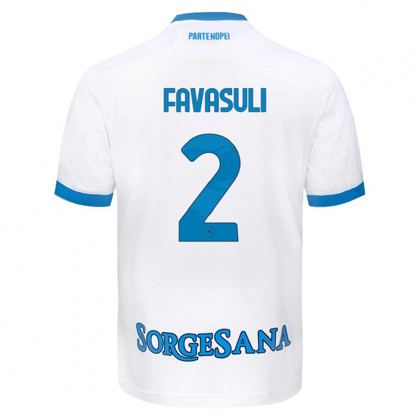 Danxen Kinderen Costantino Favasuli #2 Wit Hemelsblauw Uitshirt Uittenue 2026/27 T-Shirt