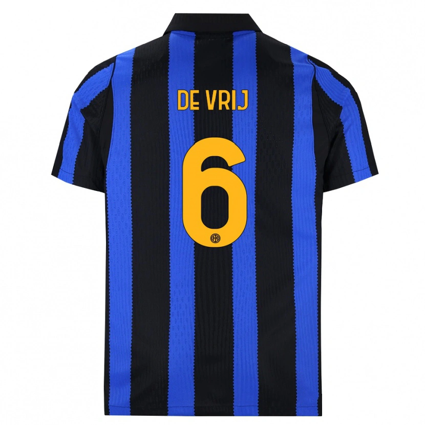 Danxen Heren Stefan De Vrij #6 Zwart Blauw Geel Thuisshirt Thuistenue 2026/27 T-Shirt
