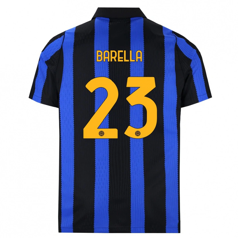 Danxen Heren Nicolò Barella #23 Zwart Blauw Geel Thuisshirt Thuistenue 2026/27 T-Shirt