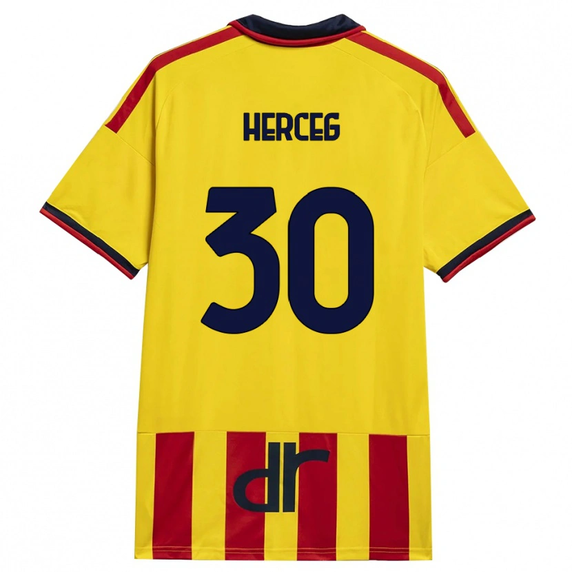 Danxen Heren Lovro Herceg #30 Geel Rood Thuisshirt Thuistenue 2026/27 T-Shirt