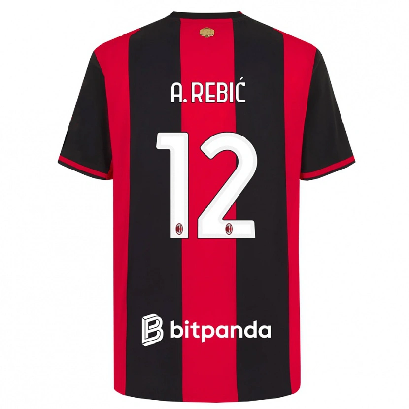 Danxen Heren Ante Rebic #12 Rood Zwart Wit Thuisshirt Thuistenue 2026/27 T-Shirt